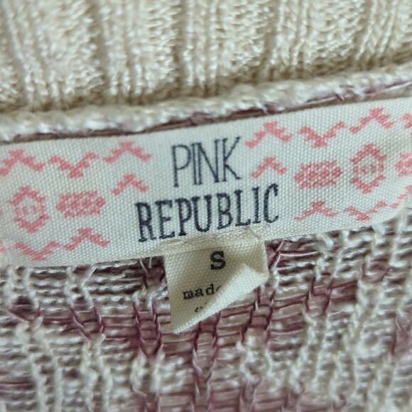 Aztec Cardigan Slouchy Pockets Burgundy & Cream Size Women's Small - Picture 6 of 9